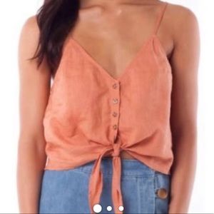 Rythm Livin Amalfi Linen Tie Front Crop Top NWT
